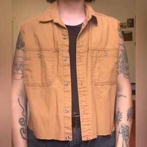 tan/brown denim vest/tank